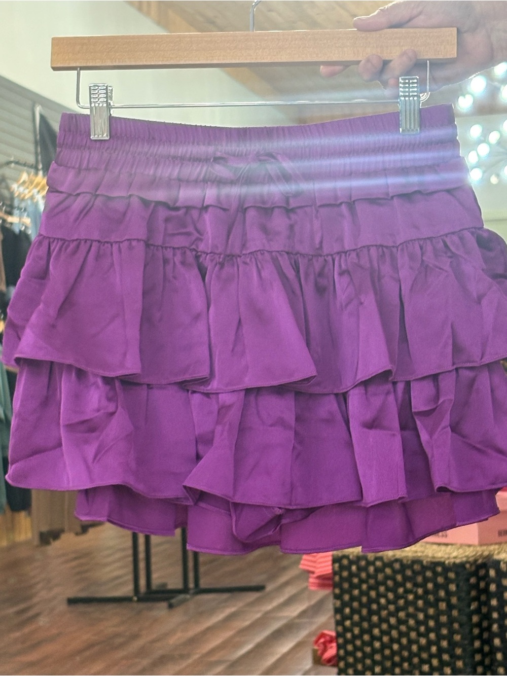 Tiered Ruffle Mini Skirt in Violet - Women